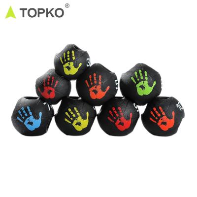 China New Printing TOPKO Cross Training Muscle Core Cross Training Rubber Medicine Ball Custom Exercise Double Handle for sale