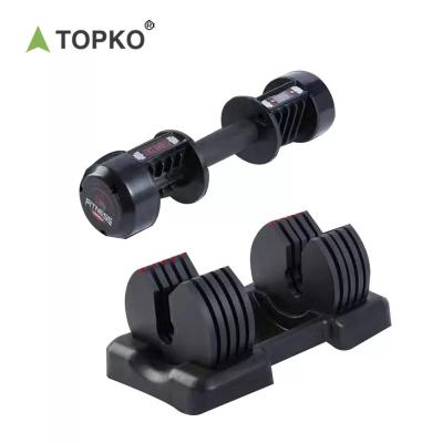 China TOPKO Adjustable Black Smart Cast Iron 20kg Adjustable Dumbbell With Count for sale