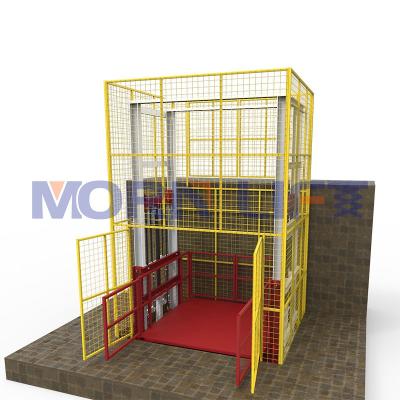 China Garment Shops MORNING Hydraulic Chain Lift With Mesh Enclosure Cargo Lift Freight Elevator Manufacturers For Goods for sale