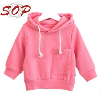 China Breathable Simple Awesome Pink Pullover Hoodies Kids Cotton Hooded Sweatshirt With Pocket Stylish Design For The Cutest Babies for sale