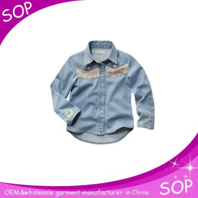 China Autumn Long Sleeve Kids Shirts Children Anti-pilling Blouse Girls Denim Top Shirt for sale