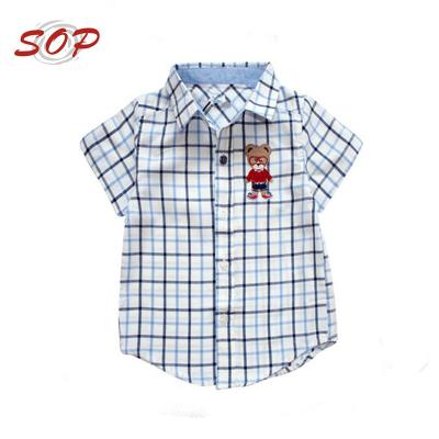 China Anti-pilling Summer Button Down Plaid Blouse Boy Shirt Tops Custom Kids Clothing Boys Casual Shirts for sale