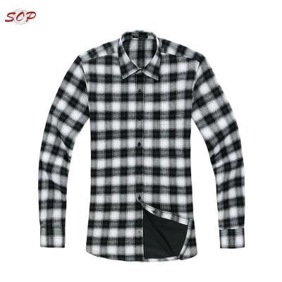 China Anti-pilling Plaid Blouse Shirts Designer Pretty Black White Flannel Shirt for sale