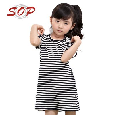 China Wholesale Breathable Girls Dresses For Summer Season Kid Clothes Kids Girl Dress Fashional Casual Cotton Knitted Striped T-shirt Dress for sale