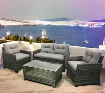 China Modern Outdoor Wicker Sofa Garden Furniture 4 seater sofa coffee table rattan patio set for sale