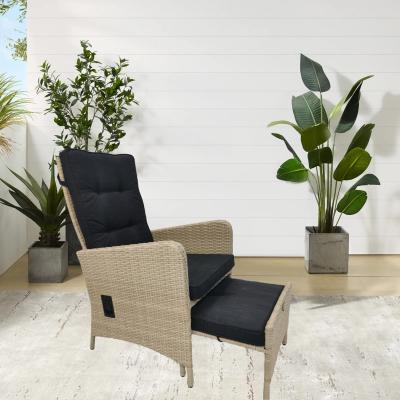 China Modern Recliner Chair, Outdoor Garden Rattan Recliner Sofa Space Saving Chair With Stool for sale