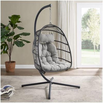 China Modern Outdoor Garden Furniture Rattan Patio Swings Hanging Egg Chair With Stand for sale