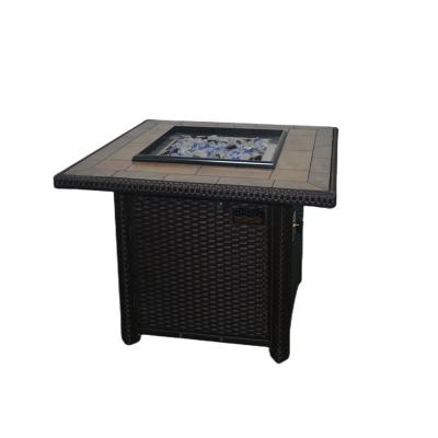 China High quality waterproof outdoor pit fire table rattan modern style with wicker base for outdoor heater for sale