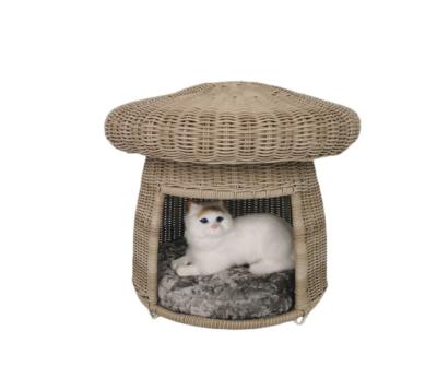 China Breathable Pet Basket Cat Dog Bed House Net PED Beds Cool Handwoven Pet Mushroom Shape Indoor/Outdoor Pet Bed for sale