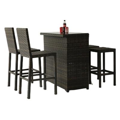 China Contemporary Wicker Furniture Rattan Bar Chairs Stools And Outdoor Table Patio Restaurant Furniture for sale