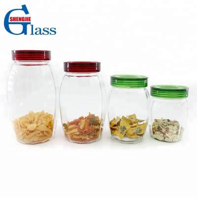 China Freshness Preservation Supply Glass Storage Jars Dried Fruit Storage Jars Four-Piece Glass Bottle Packaging Transparent Storage Bottles With Lids for sale