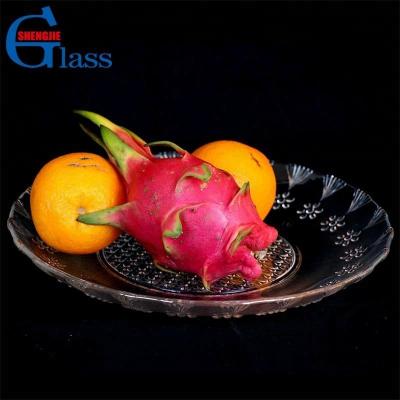 China Viable Factory Supply Direct Fruit Dish Glass Wedding Charger Glass Dishes Round Glass Serving Dishes for sale