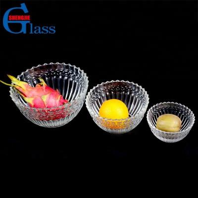 China Viable Stylish Embossed Glass Mixing Bowl Set Wholesale for sale