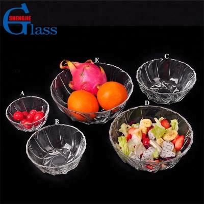 China Viable Embossed 5 Pcs Glass Maker Fruit Salad Bowl Set for sale