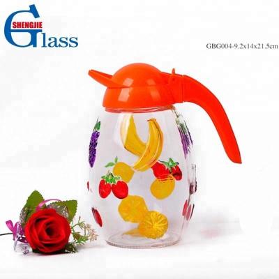 China Viable Hand Jug Glass Set Clear Glass Water Bottle Jug Tea Jugs Drawing Glass Teapots With Lid for sale