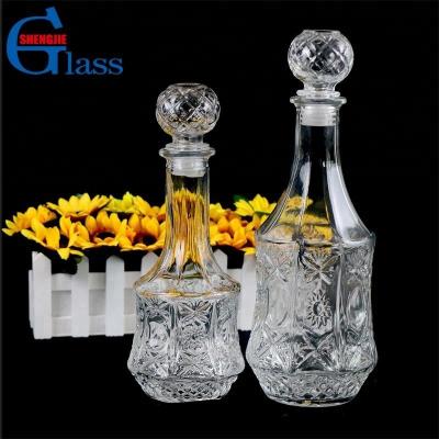 China Wholesale Household Products Octagon Transparent Mini Glass Wine Bottles Glass Wine Bottle With Ball Cap for sale