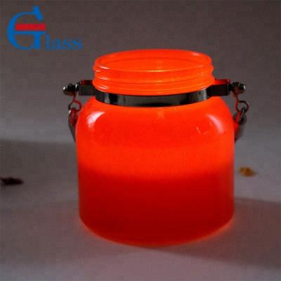 China Home Decoration Orange Color Candle Jar Holders Glass Jar Decorations Hanging Glass Jars For Flowers for sale