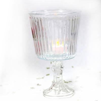 China Wholesale home decor decorative clear glass candle holder with glass holder for home decor for sale