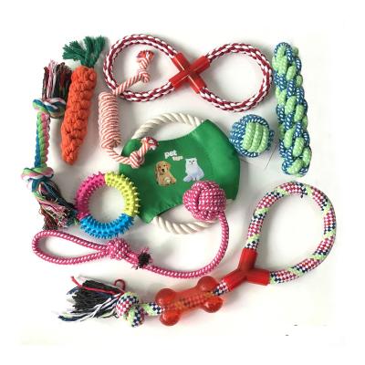 China 10 Pack Set Custom Viable High Quality Dog Rope Toy Set Cat Dog Chew Toy Squeaky Dog Rubber Cotton Rope Ball Toy for sale