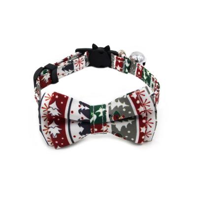 China Personalized Plastic Cat Bell Bow Tie Puppy Collar Safety Buckle Pet Collar Bow Bells Christmas Cat Collar for sale