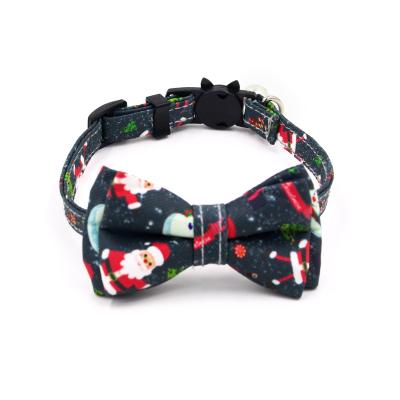 China Personalized Christmas Bow Cat Collar with Bells Pet Collar Safety Buckle Puppy Collar Plastic Cat Bell Bow Tie for sale