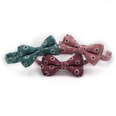 China New Personalized Double Layer Bow Cat Collar Small Pattern Removable Cool Pet Collar Small Dog Collar for sale