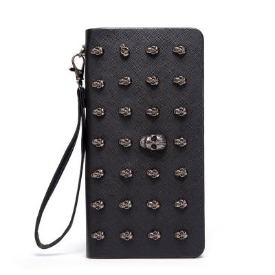 China RFID Skull Wallet Women's Tote Bag Long Zipper Money Clip Coin Bag Card Holder Banknotes for sale