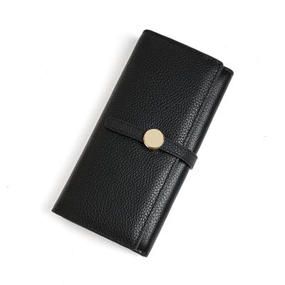 China New Fashion RFID 2022 Women PU Women's Simple Folding Solid Colored Wallet Purse Large Capacity Multi-Card Slot Leather Wallet for sale