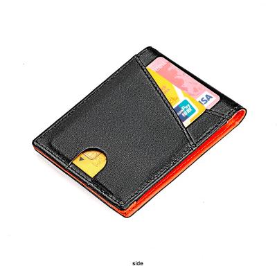 China 2022 Hot Selling RFID Blocking Genuine Leather Slim Minimalist Bifold Slim Wallet Men Leather Wallet Card Holder 11*8*1cm for sale