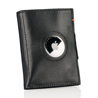 China Wholesale Men's Business Wallet Mini Fold Business Wallet Custom RFID Airtag Cowhide Leather Card Holder Coin Bag Foil for sale