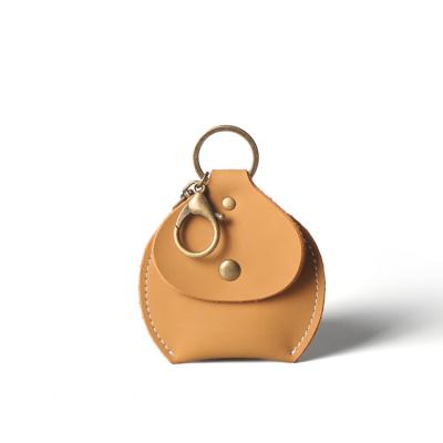 China Nice Handmade Small Coin Holder Bag Gift Accessories Genuine Leather Coin Purse With Key Ring 8.5*8.5cm for sale