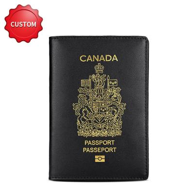 China 2022 Waterproof New Canadian Genuine Leather Passport Cover Customized Logo Designer Passport Card Holder Case Passport Wallets for sale