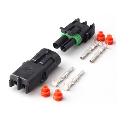 China Electronic Auto Waterproof Power Harness 2 Pin Connector Waterproof 2wire Amp Wire Power Connector for sale