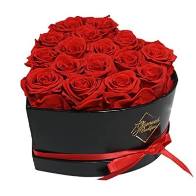 China Natural Touch 16-Piece Forever Flowers Heart Shape Box Eternal Rose Preserved Flowers for Delivery Prime Mothers Valentines Day Gift for sale