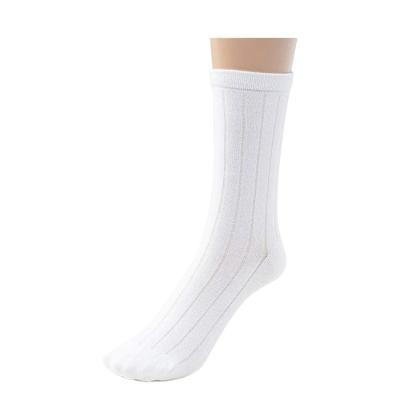 China Boys Girls Antibacterial Bamboo Ribbed White Kids Crew Socks, School Uniform Basic Casual Socks for sale