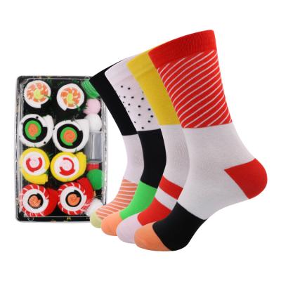 China Antibacterial Custom Design Japanese Cotton Long Calf Color Sushi Box Socks Factory Bulk Price In China for sale