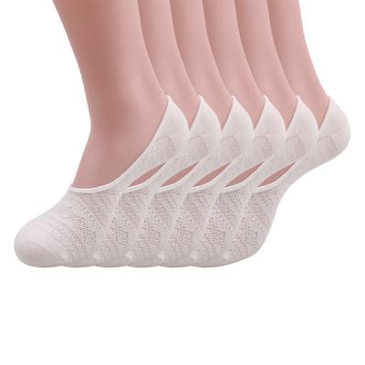 China Sale High Quality Cute Blue Antibacterial Non Slip Breathable Bamboo 100 Cotton Thin No Show Socks Pack Socks For Women for sale