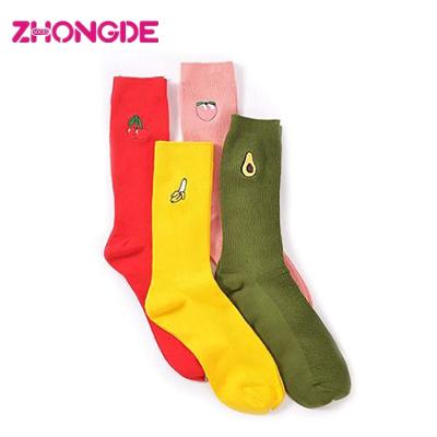 China Custom Girl Cartoon Fruit Hosiery Cotton Embroidery Cute Socks Antibacterial for sale