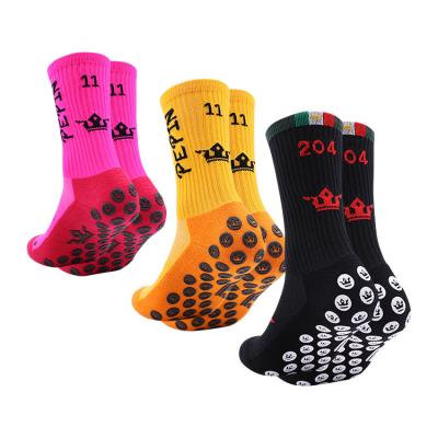 China Breathable Sport Football Anti Slip Inside Matte Printed Grip Socks Outside for sale