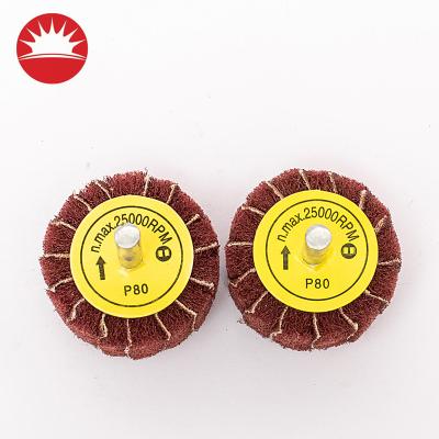 China Nylon Fiber Abrasive Fin Surface Polishing Nonwoven Polishing Wheel Disc with Spindle for Angle Grinder for sale