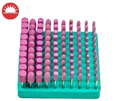 China Polishing Polish Mounted Stone Alumina Ceramic Pink Cylindrical Cone Grinding Head for sale