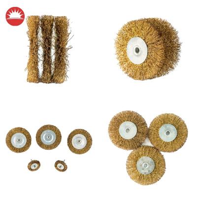 China Circular Steel Wire Brush Wheel Circular Copper Wire Copper Wire Wheel Deburring Polishing Flat Brush for sale