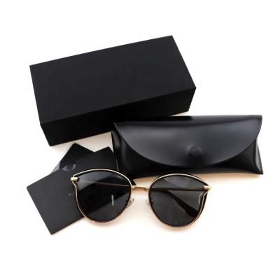 China Eco-Friendly Black PU Leather Bags Case Eyewear Sunglasses Case Package Box Eyewear Box Hard Case for sale