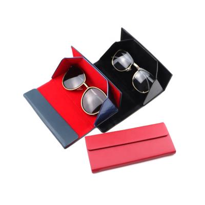 China Wholesal Eco-Friendly Glass Case Design PU Sunglasses Case Fold Leather Lenses for sale