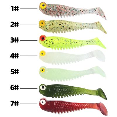 China Silicone Bait Soft Baits 7colors 5.5cm Small Fish Bionic Luminous Freshwater Soft T-tail 1.5g Fishing Lures for sale