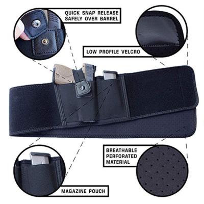 China Deep Concealed Carry Neoprene Belly Band Gun Holster Black 2 Pistol Compartments for sale