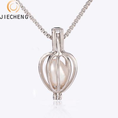 China Jewelry Making 20 Fashion Wholesale 925 Style Silver Plated Wish Pearl Cage Oyster Pendant Designs for sale