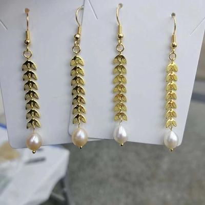 China CLASSIC Korean design wheat gold ear plated multilayer freshwater pearl hook earrings earrings factory cheap china for sale