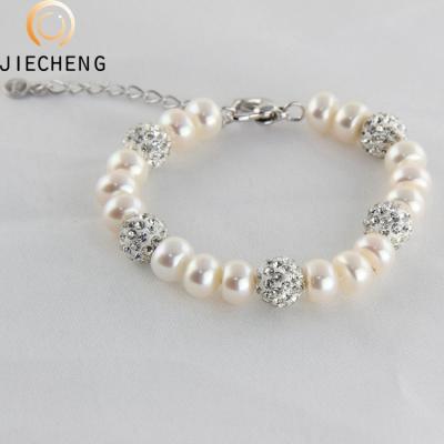 China Wholesale Classic 9-10mm Freshwater Pearls Beaded Bracelet With Pearl for sale