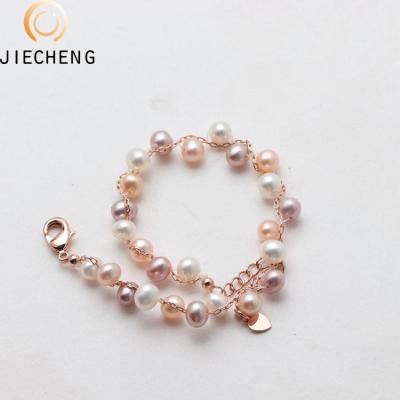 China AAA latest fashionable grade design pearl bracelet silver plated fashion jewelry natural cultured freshwater pearl bracelet jewelry for sale